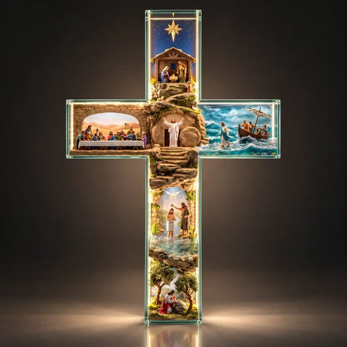 Cruz Iluminada Caminho de Jesus – 6 Cenas em Relevo com Luz e Controle