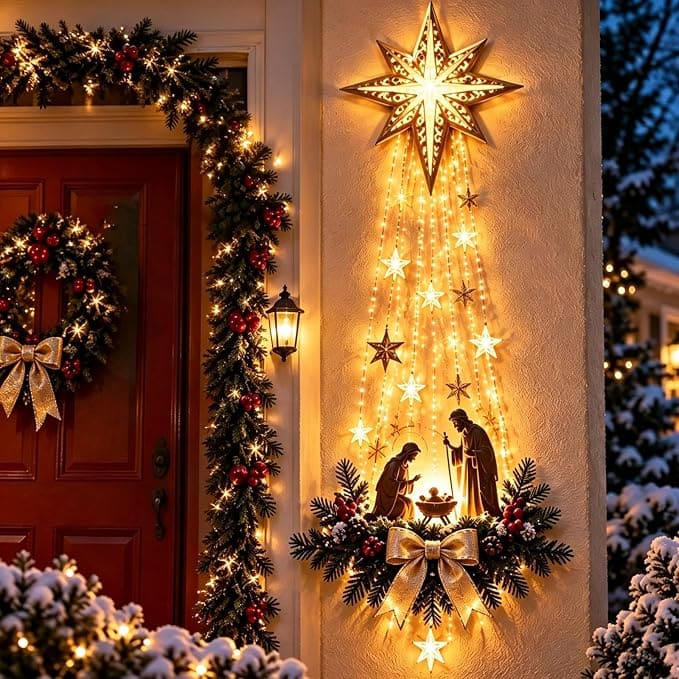 Presépio Iluminado de Parede Estrela de Belém – Decoração de Natal